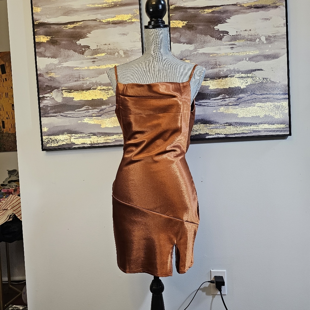 Shein Cowl Satin Dress